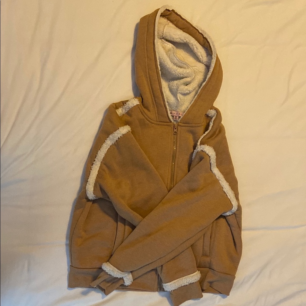 Cozy Tan Sherpa-Lined Hoodie